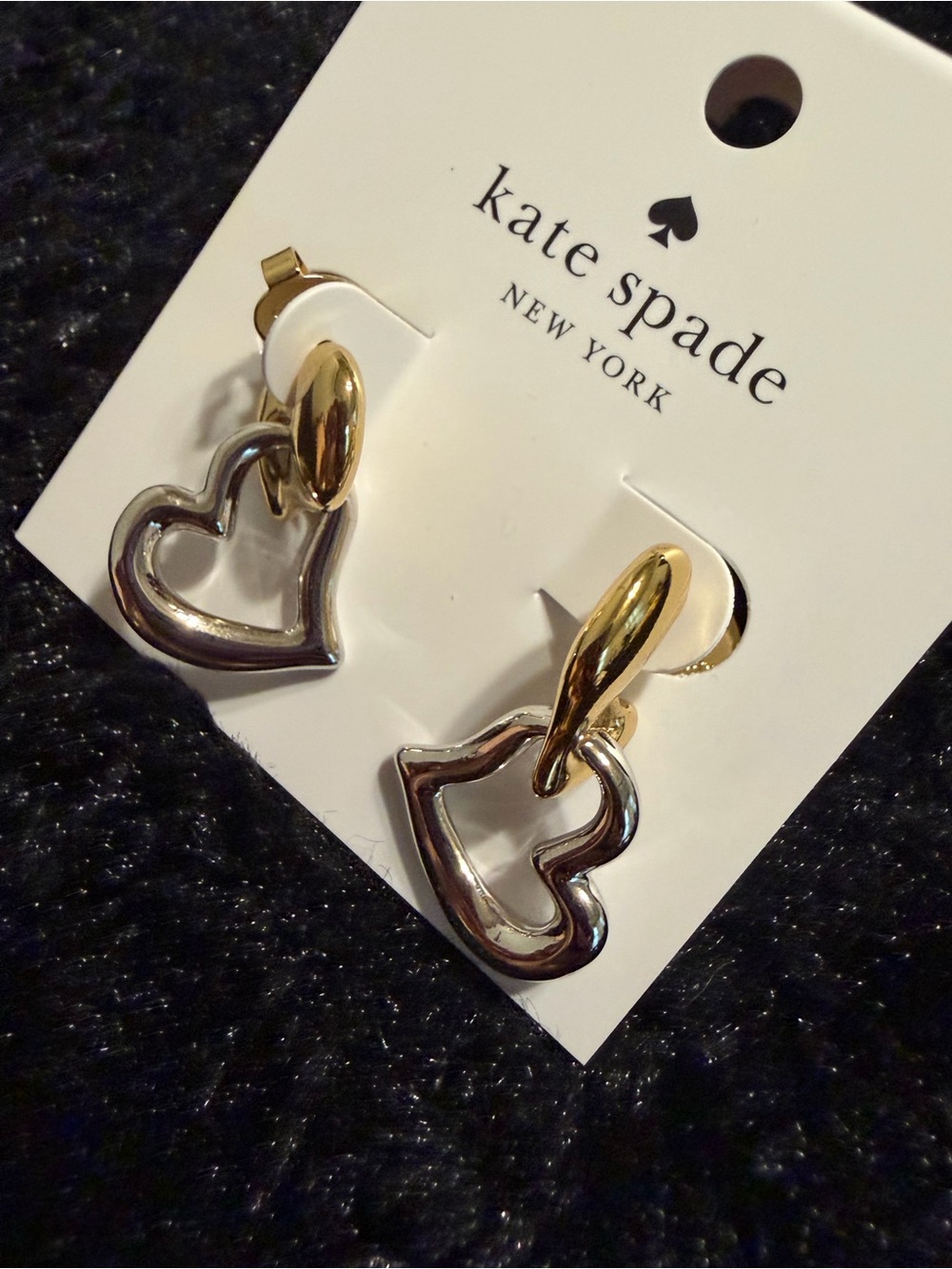 kate spade Gold and Silver Open Heart Amour Drop Earrings